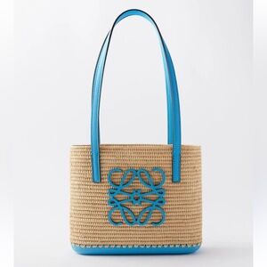 Loewe Square Basket Mini Bag 'Natural/Topaz Blue'